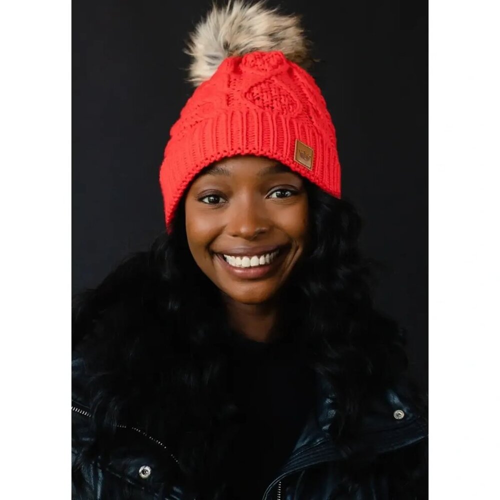 ($10) Pom Pom Hat - Watermelon